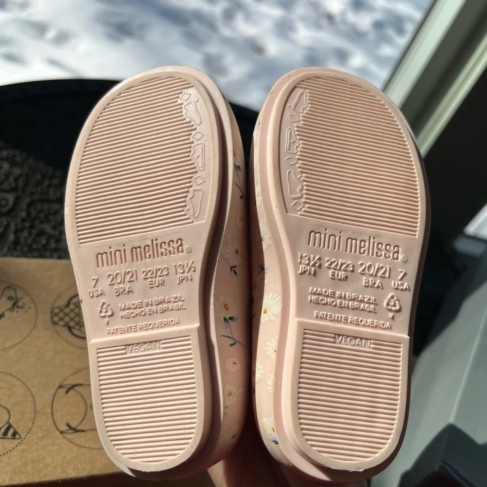 🌸MINI MELISSA BB BALLERINAS DORA BABY PINK WHITE SHOES 7